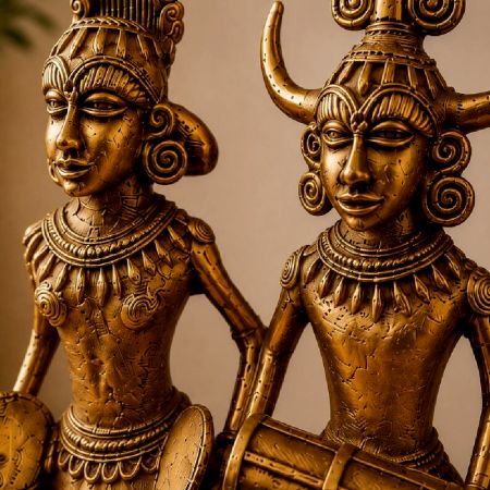 Handcrafted Brass Dhokra Tribal Musician Couple
